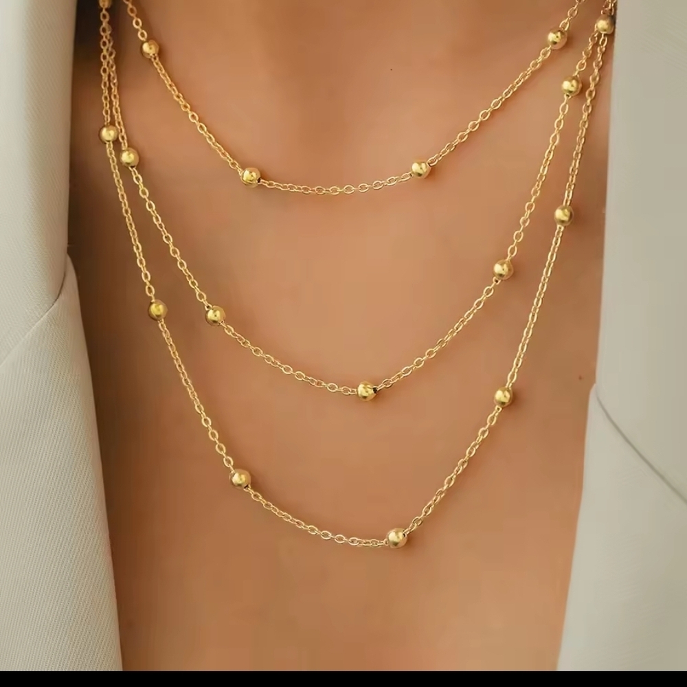 Stainless Steel Elegant Gold Layered Necklace
